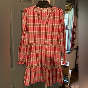 NWOT J Crew plaid dress with ruffle collar size 14